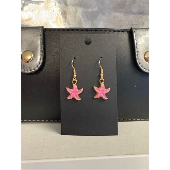 Pink Starfish Statement Earrings - Picture 1 of 3